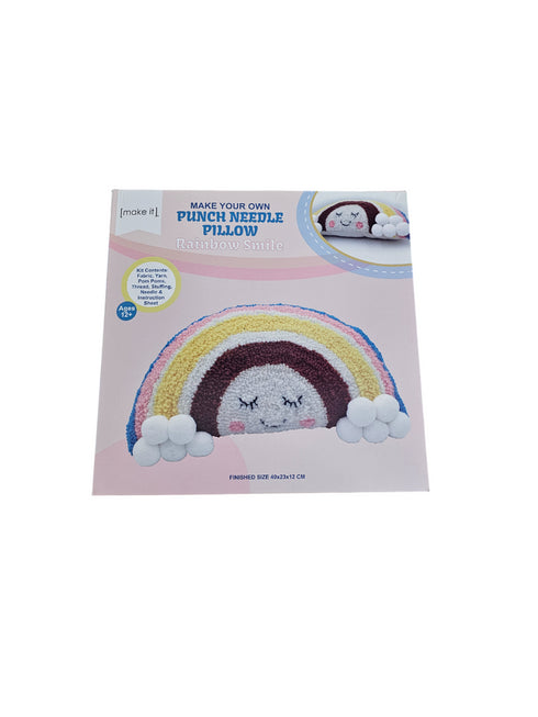 Make Your Own Punch Needle Pillow DIY Kit - Rainbow Smile